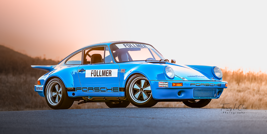 Follmer Tribute - 1974 IROC Porsche RSR in Mexico Blue - 25x14 Metal Print