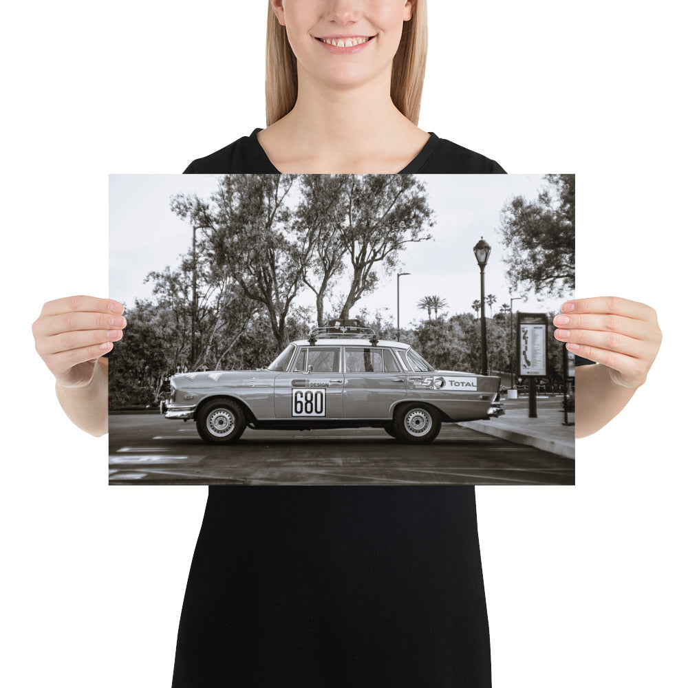 Classic MB Rally Car Monochrome Poster