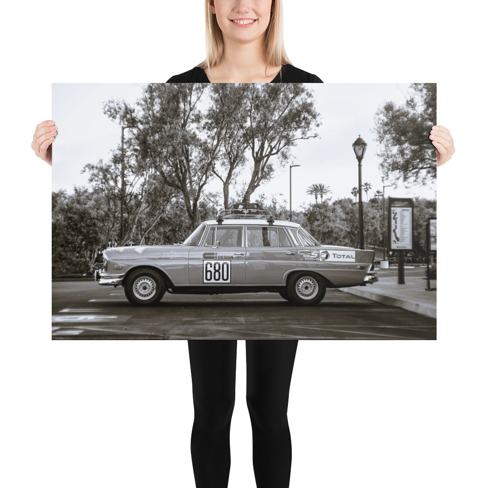 Classic MB Rally Car Monochrome Poster