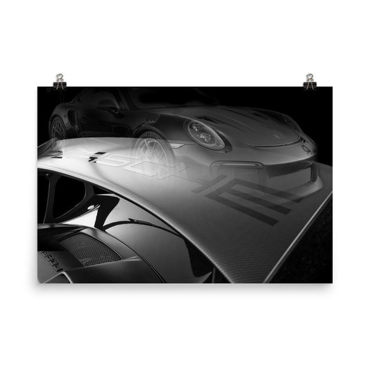 911 GT2 Monochrome Collage Poster